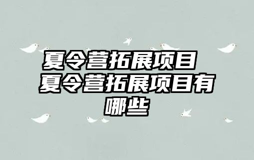 夏令營拓展項目 夏令營拓展項目有哪些