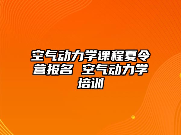 空氣動力學課程夏令營報名 空氣動力學培訓