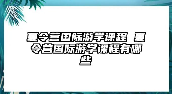 夏令營國際游學課程 夏令營國際游學課程有哪些