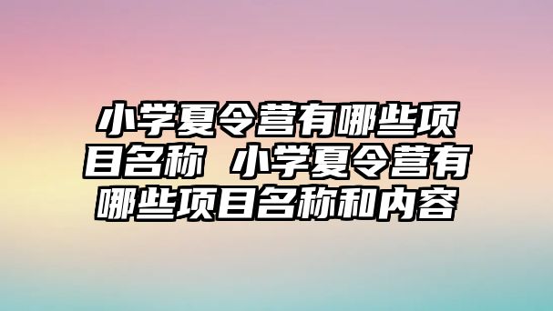 小學夏令營有哪些項目名稱 小學夏令營有哪些項目名稱和內容