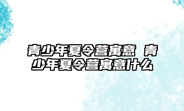 青少年夏令營(yíng)寓意 青少年夏令營(yíng)寓意什么