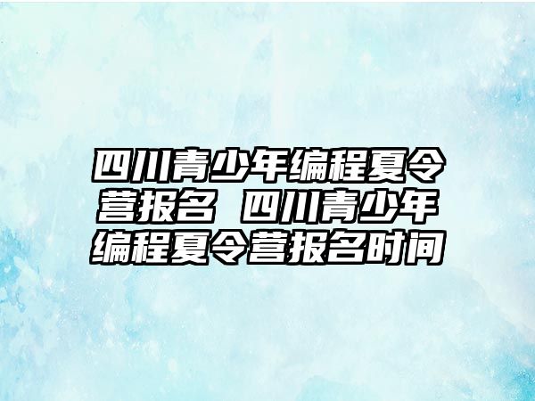 四川青少年編程夏令營報名 四川青少年編程夏令營報名時間