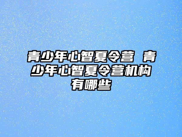 青少年心智夏令營 青少年心智夏令營機構有哪些