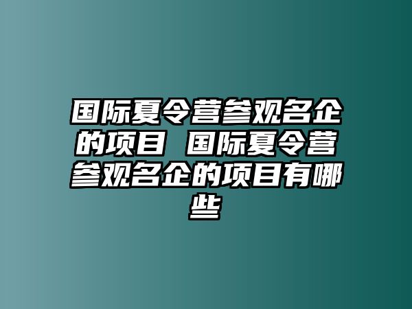 國際夏令營參觀名企的項(xiàng)目 國際夏令營參觀名企的項(xiàng)目有哪些