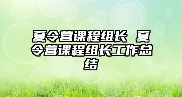 夏令營課程組長 夏令營課程組長工作總結