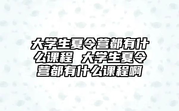 大學生夏令營都有什么課程 大學生夏令營都有什么課程啊