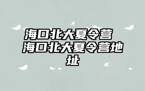 海口北大夏令營(yíng) 海口北大夏令營(yíng)地址