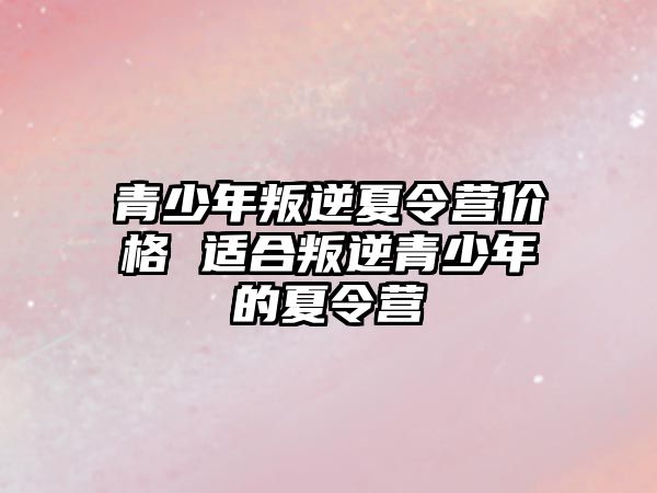 青少年叛逆夏令營價格 適合叛逆青少年的夏令營