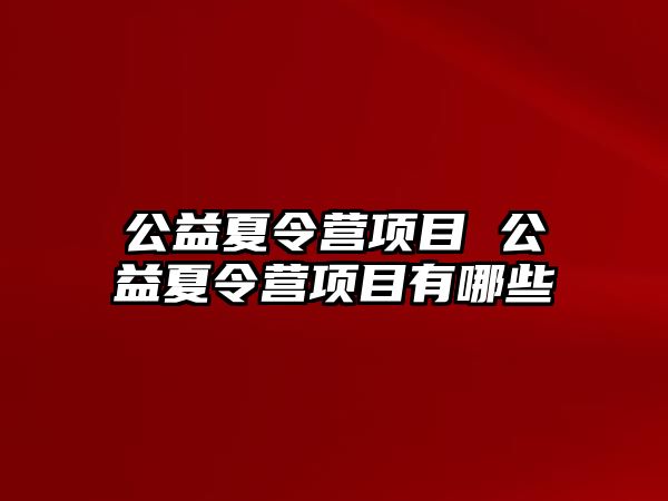 公益夏令營項目 公益夏令營項目有哪些