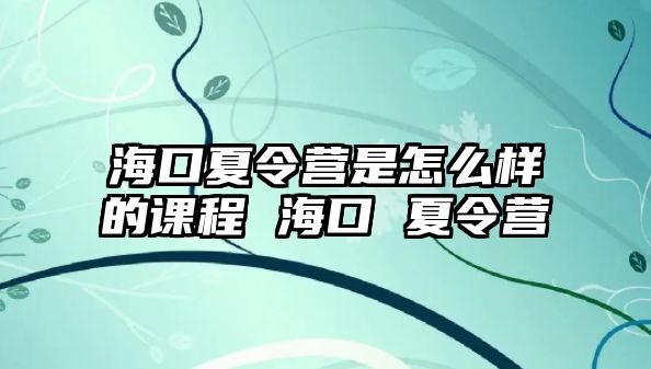 海口夏令營是怎么樣的課程 ?？?夏令營