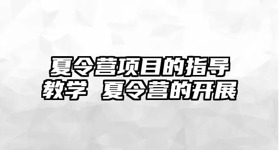 夏令營項目的指導教學 夏令營的開展