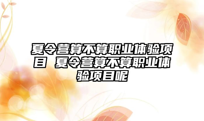 夏令營算不算職業體驗項目 夏令營算不算職業體驗項目呢