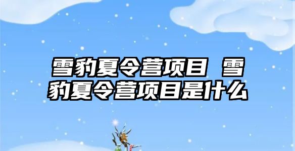 雪豹夏令營項目 雪豹夏令營項目是什么