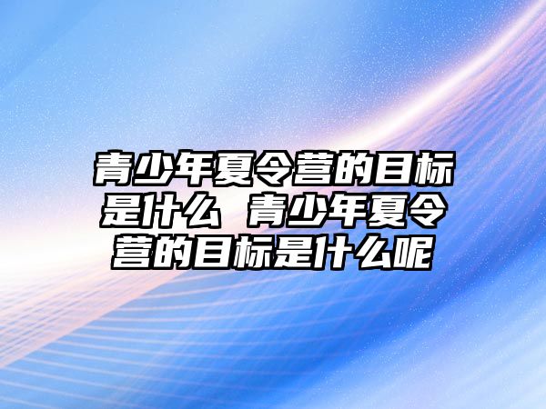 青少年夏令營的目標是什么 青少年夏令營的目標是什么呢