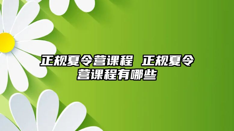 正規夏令營課程 正規夏令營課程有哪些