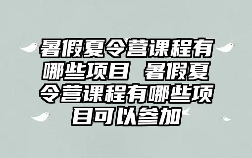 暑假夏令營課程有哪些項目 暑假夏令營課程有哪些項目可以參加