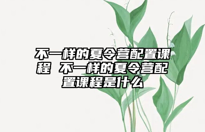 不一樣的夏令營配置課程 不一樣的夏令營配置課程是什么