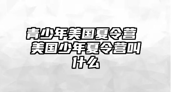 青少年美國夏令營 美國少年夏令營叫什么