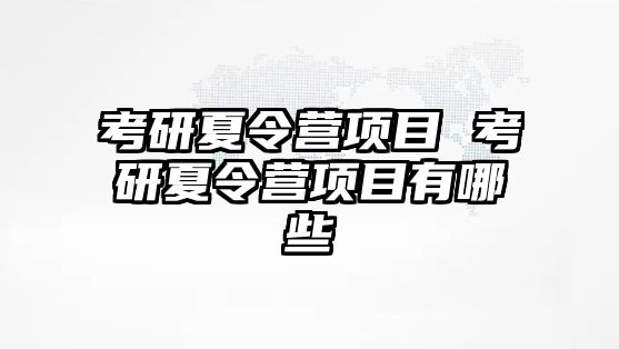 考研夏令營(yíng)項(xiàng)目 考研夏令營(yíng)項(xiàng)目有哪些