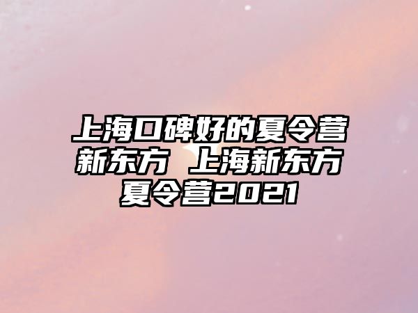 上海口碑好的夏令營新東方 上海新東方夏令營2021