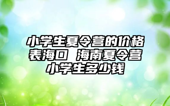 小學生夏令營的價格表海口 海南夏令營小學生多少錢