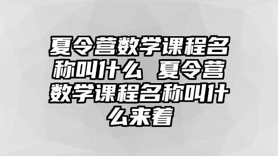 夏令營數學課程名稱叫什么 夏令營數學課程名稱叫什么來著