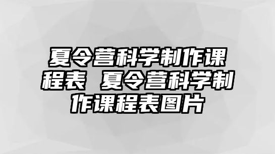 夏令營(yíng)科學(xué)制作課程表 夏令營(yíng)科學(xué)制作課程表圖片