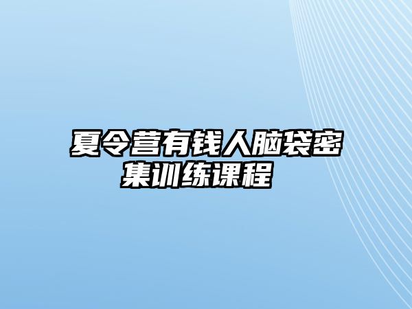 夏令營有錢人腦袋密集訓練課程 