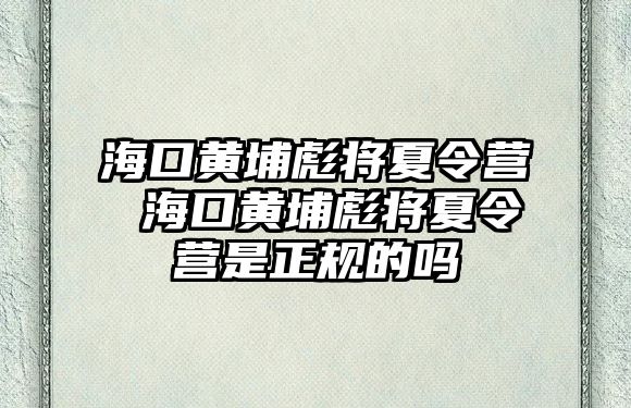 海口黃埔彪將夏令營 海口黃埔彪將夏令營是正規的嗎