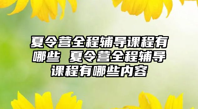 夏令營全程輔導課程有哪些 夏令營全程輔導課程有哪些內容