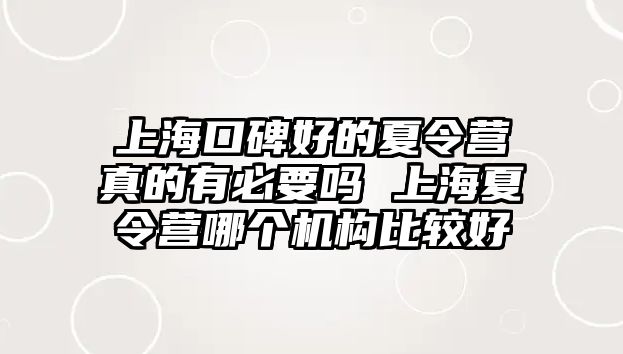 上海口碑好的夏令營真的有必要嗎 上海夏令營哪個機構比較好