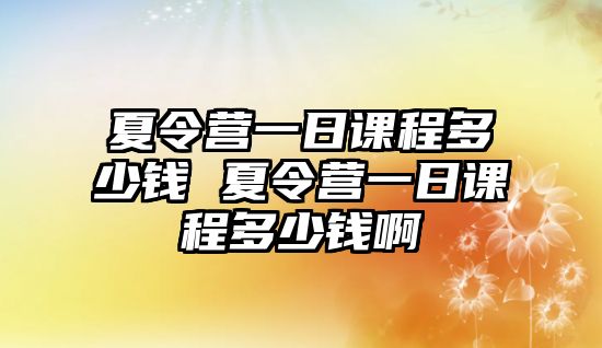 夏令營一日課程多少錢 夏令營一日課程多少錢啊