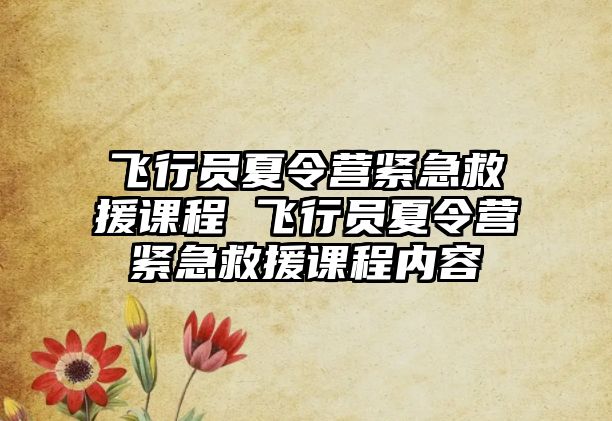 飛行員夏令營緊急救援課程 飛行員夏令營緊急救援課程內容