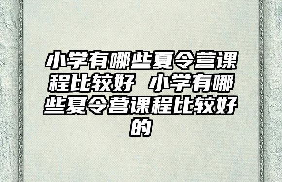 小學(xué)有哪些夏令營課程比較好 小學(xué)有哪些夏令營課程比較好的