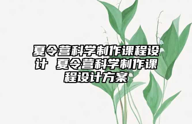 夏令營(yíng)科學(xué)制作課程設(shè)計(jì) 夏令營(yíng)科學(xué)制作課程設(shè)計(jì)方案