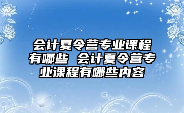 會(huì)計(jì)夏令營(yíng)專(zhuān)業(yè)課程有哪些 會(huì)計(jì)夏令營(yíng)專(zhuān)業(yè)課程有哪些內(nèi)容