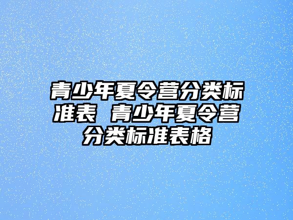 青少年夏令營分類標準表 青少年夏令營分類標準表格