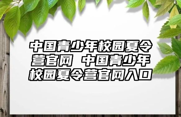 中國青少年校園夏令營官網(wǎng) 中國青少年校園夏令營官網(wǎng)入口