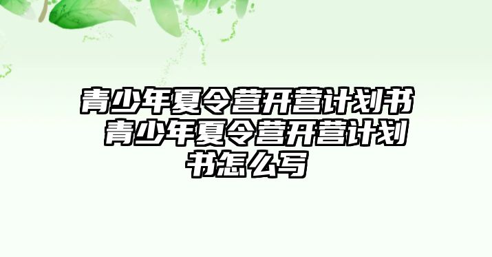 青少年夏令營開營計劃書 青少年夏令營開營計劃書怎么寫